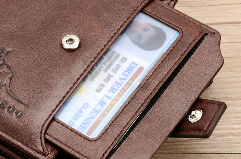 Men’s Leather Wallet – RFID Short Card Holder with Zipper