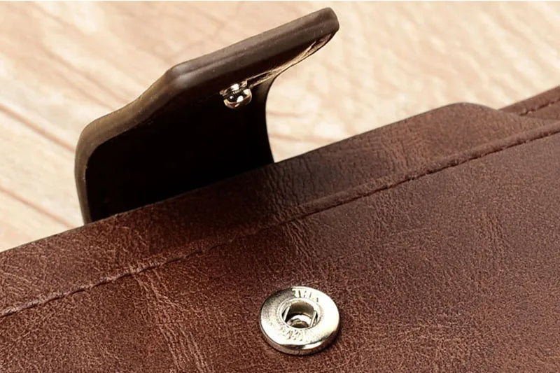 Men’s Leather Wallet – RFID Short Card Holder with Zipper