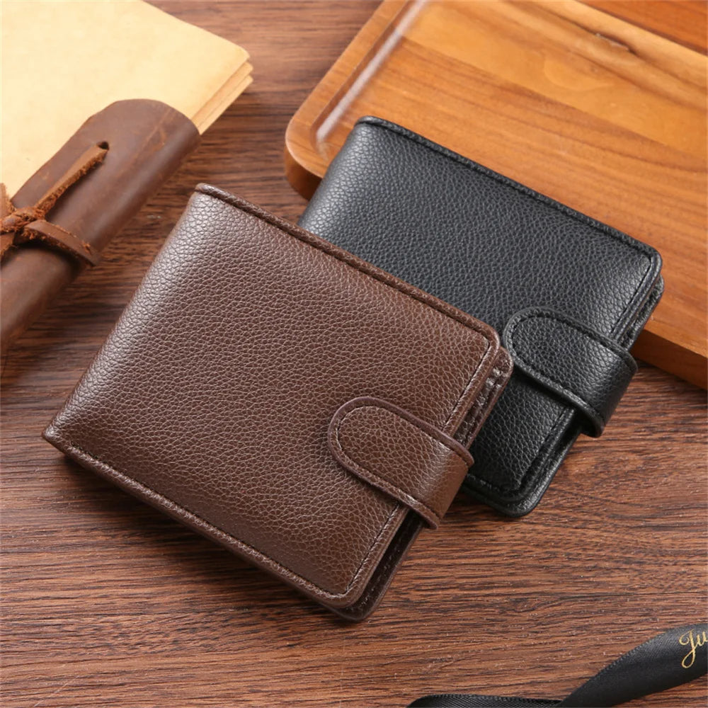 Men’s Vintage Leather Wallet – Zipper & Snap Closure