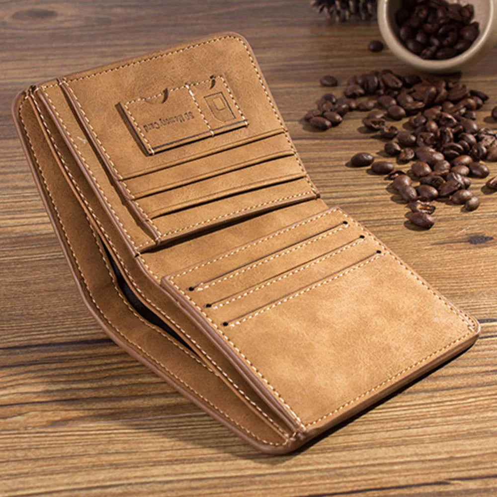 Vintage Leather Wallet For Men – Compact Card & ID Holder