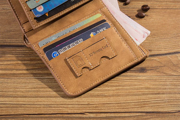 Vintage Leather Wallet For Men – Compact Card & ID Holder