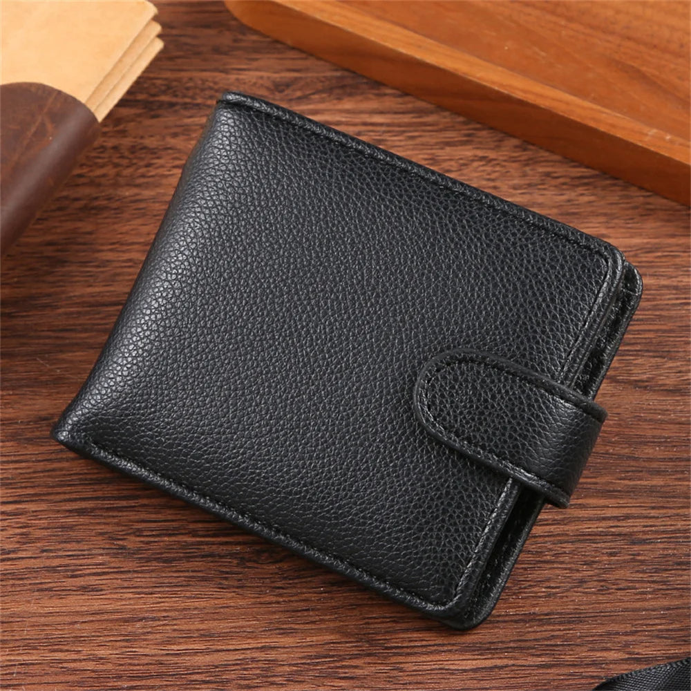 Men’s Vintage Leather Wallet – Zipper & Snap Closure