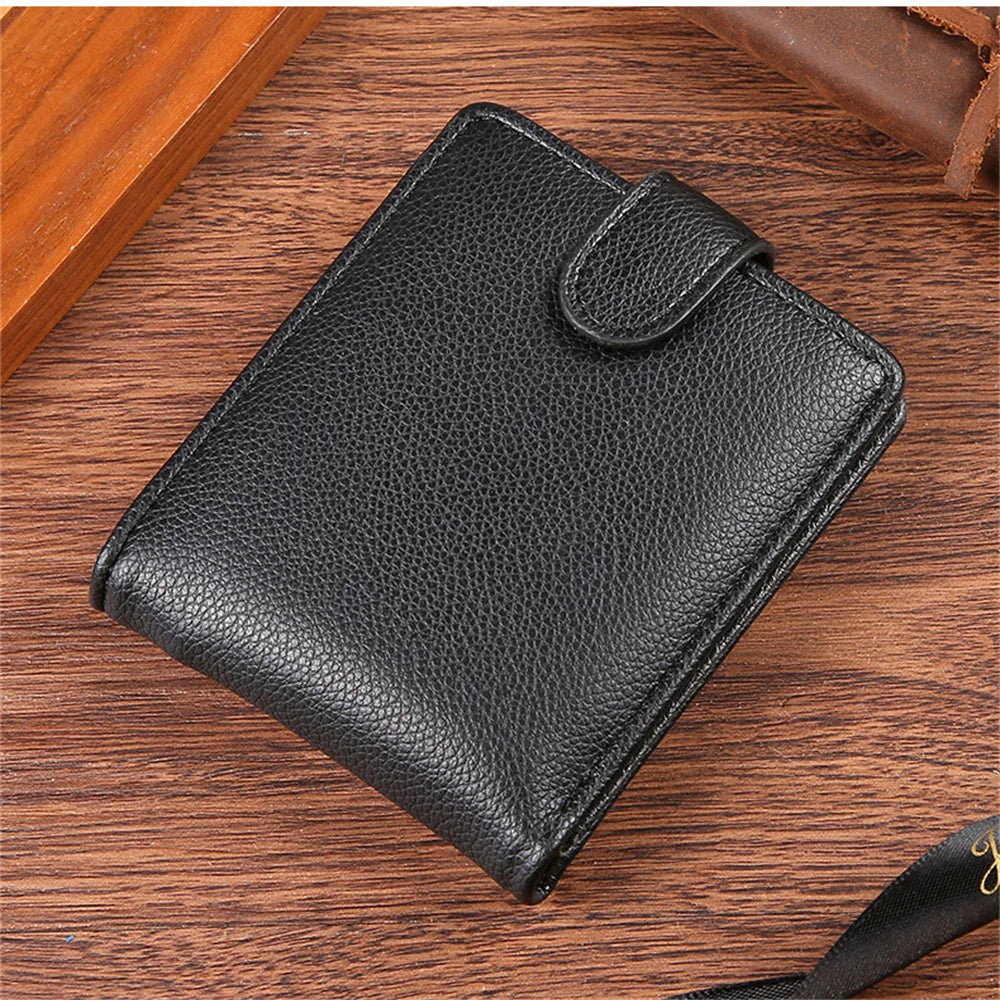 Men’s Vintage Leather Wallet – Zipper & Snap Closure