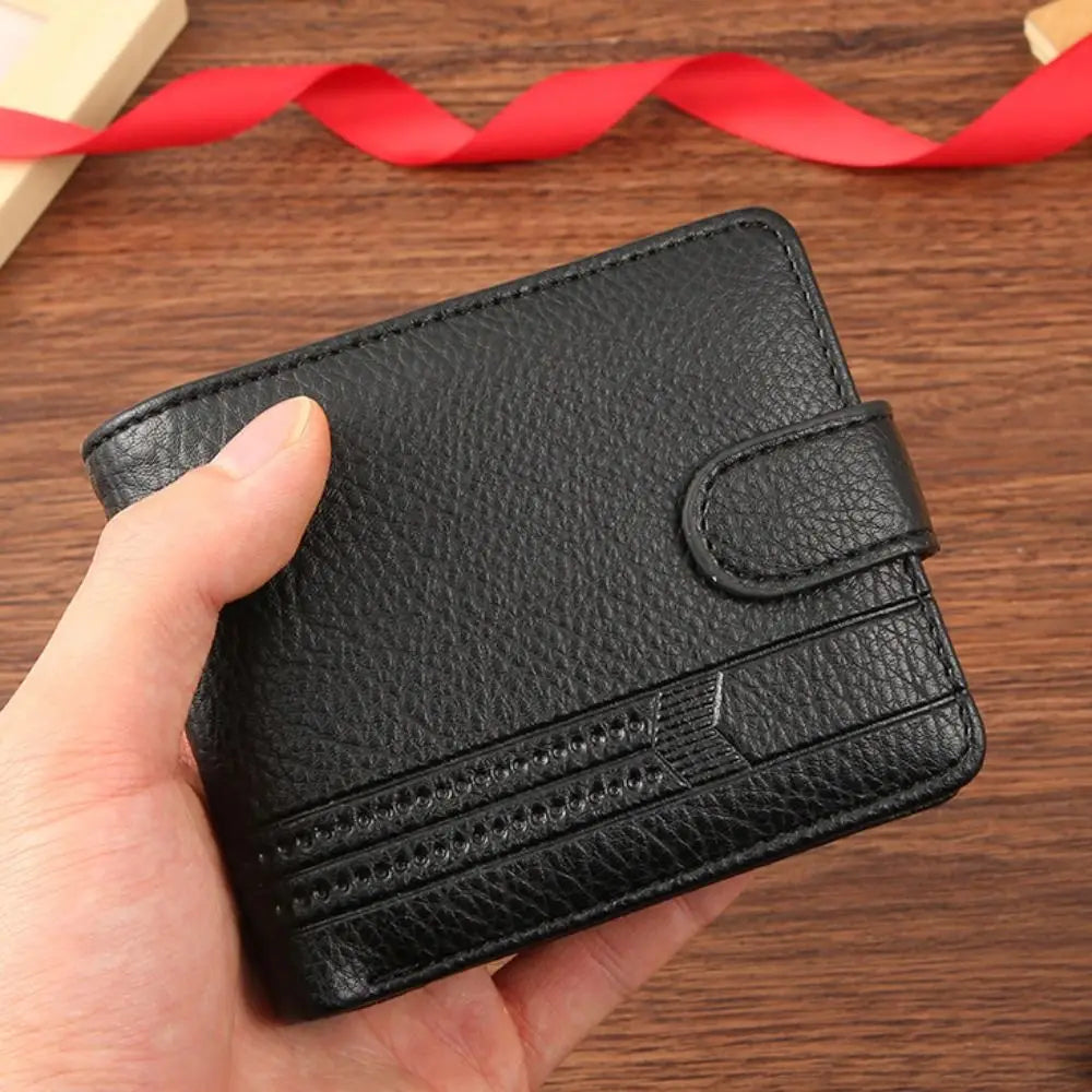 Men's Compact Leather Wallet – Zippered Multi-Card Design