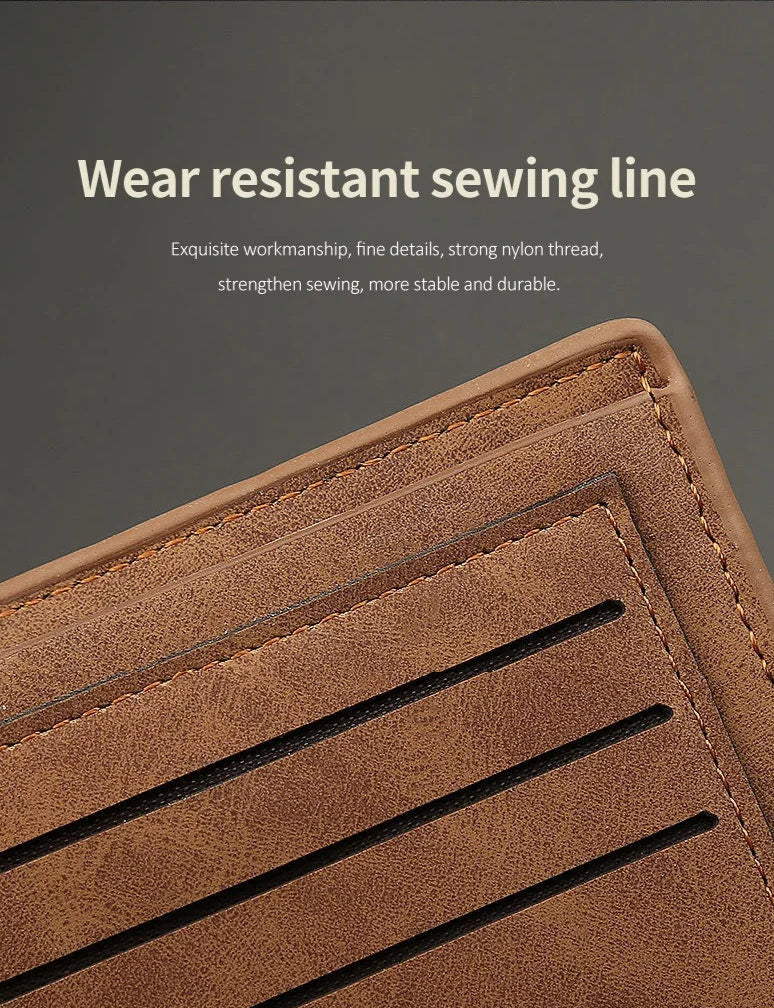 Slim Leather Wallet for Men – Vintage Style with Coin Pocket