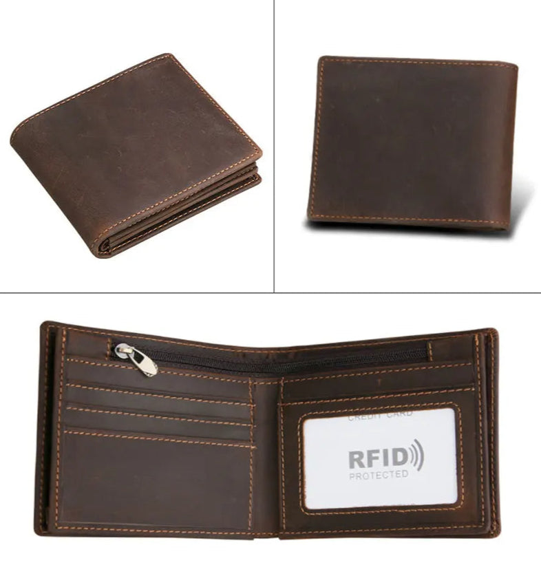 RFID Blocking Men's Wallet – Vintage Leather Bifold
