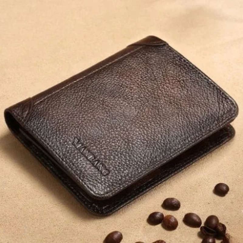 Men's Leather Trifold Wallet – ID Window & Card Holder
