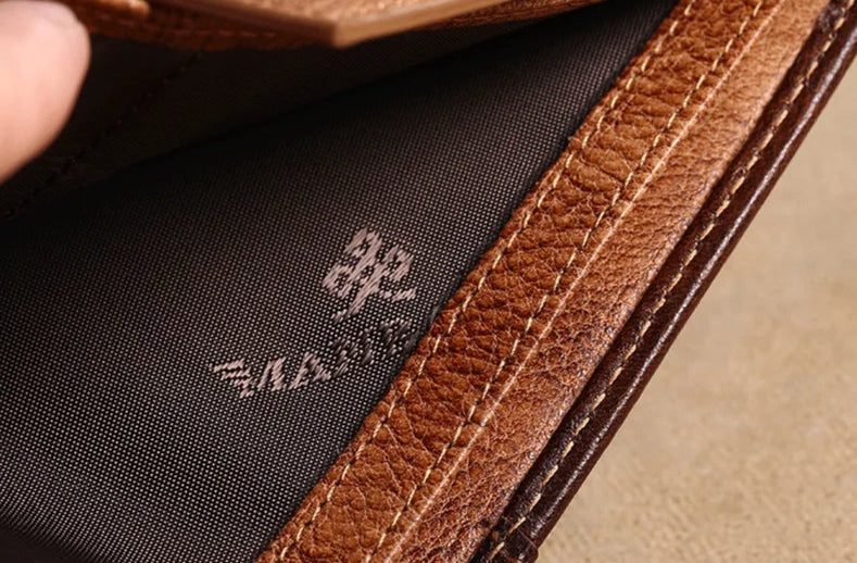 Men's Leather Trifold Wallet – ID Window & Card Holder