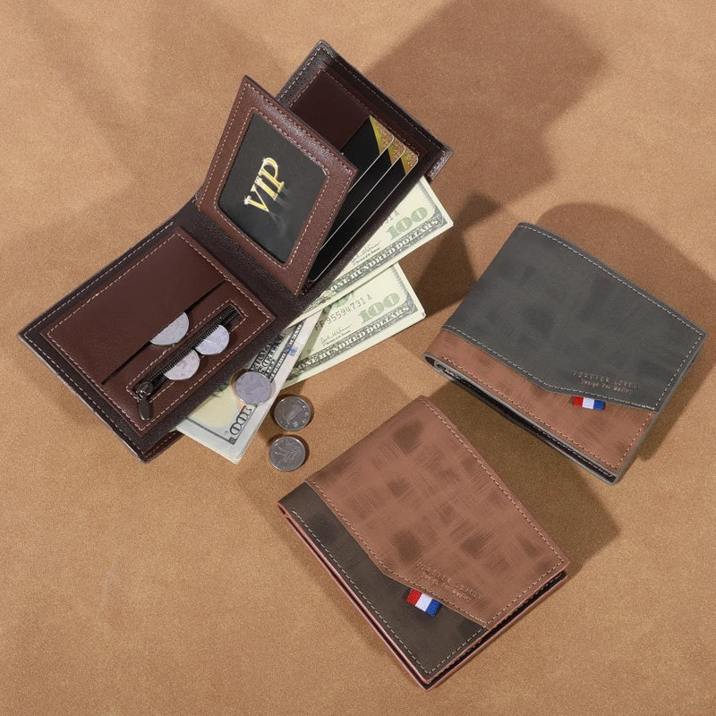 Leather Wallet for Men – Small with Photo & Coin Holder