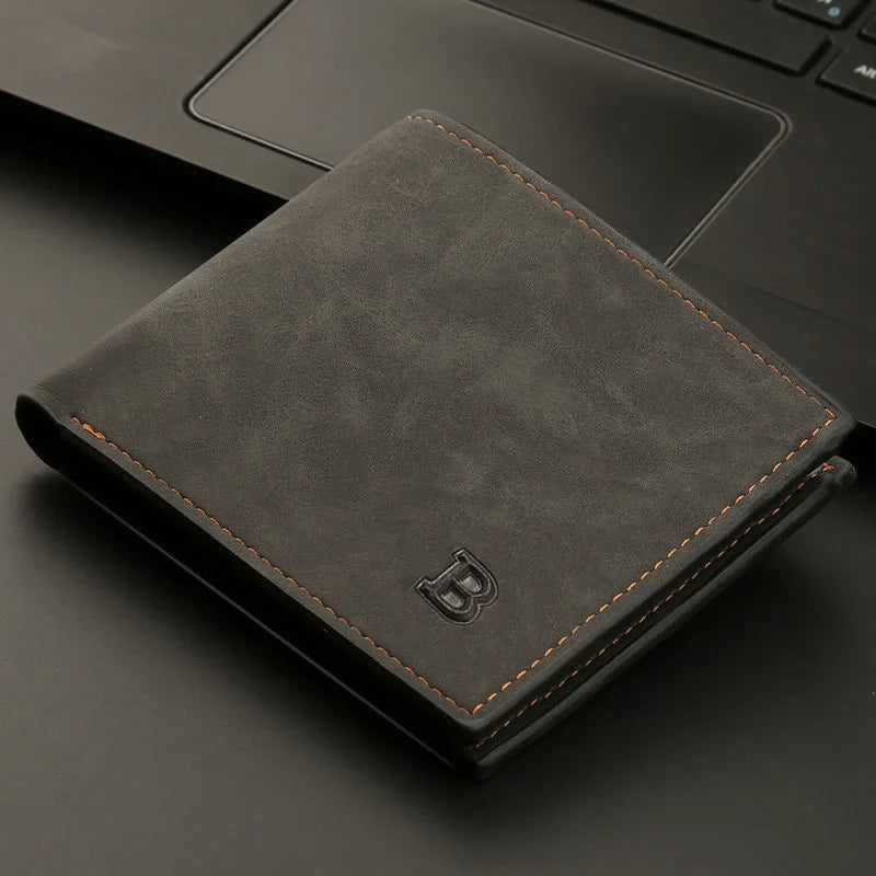Slim Leather Wallet for Men – Vintage Style with Coin Pocket