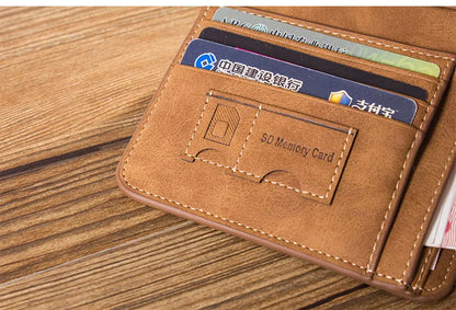 Vintage Leather Wallet For Men – Compact Card & ID Holder