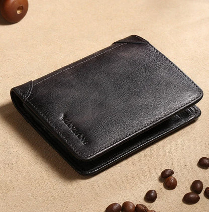 Men's Leather Trifold Wallet – ID Window & Card Holder