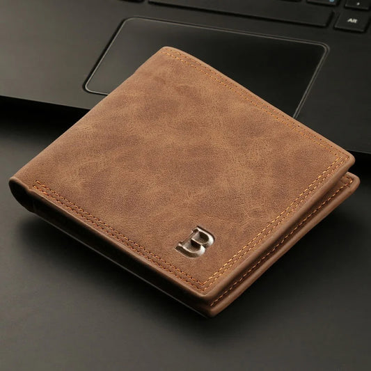 Slim Leather Wallet for Men – Vintage Style with Coin Pocket