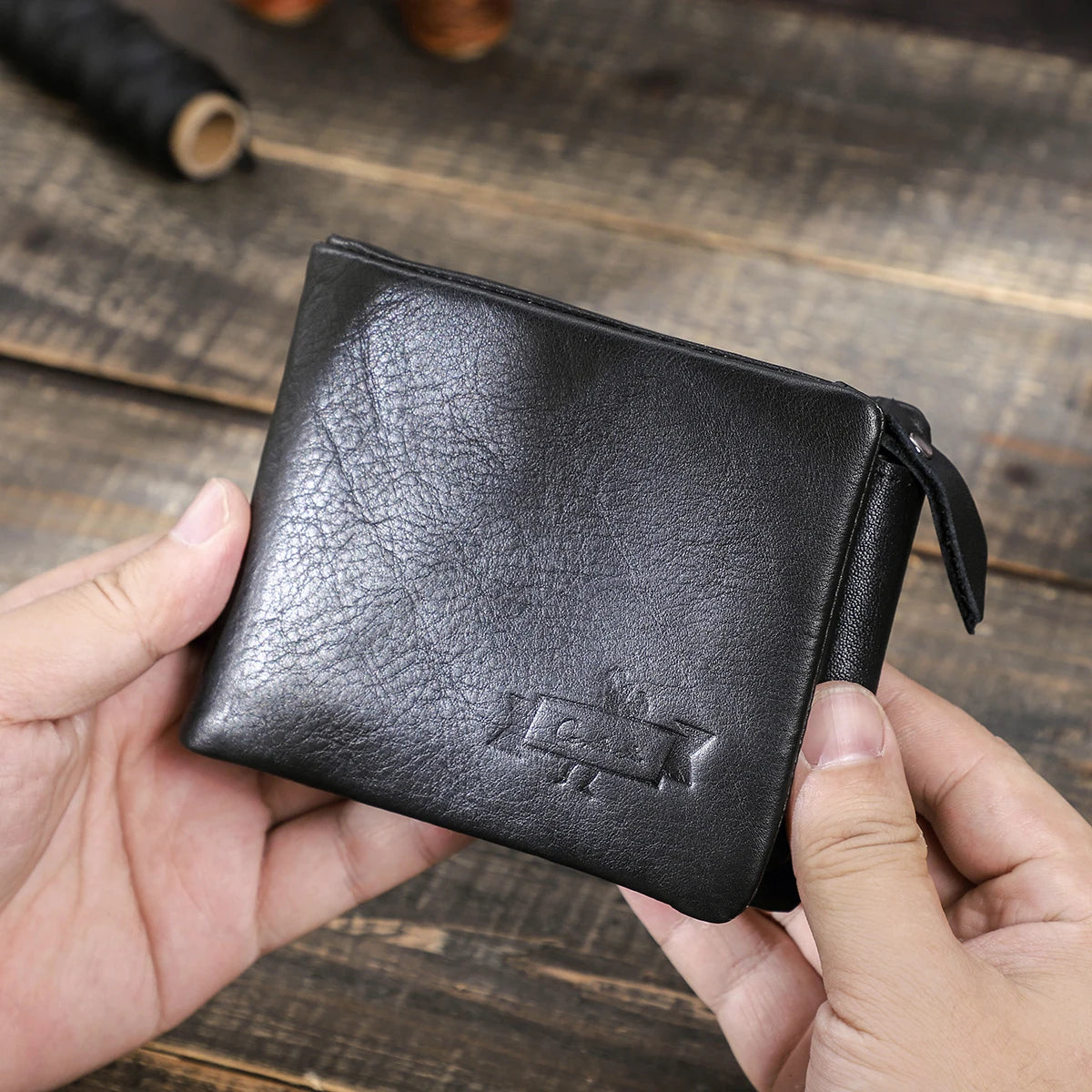 Classic Trifold Leather Wallet for Men – With Zipper & Coin Pocket