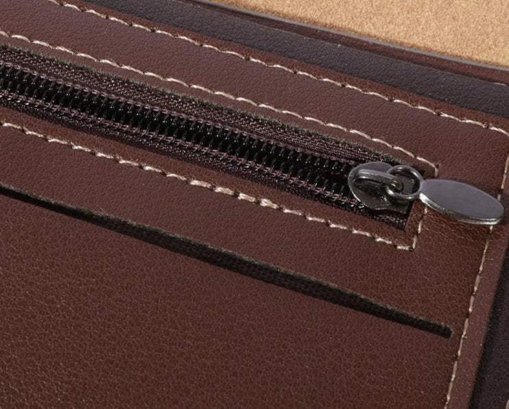 Leather Wallet for Men – Small with Photo & Coin Holder