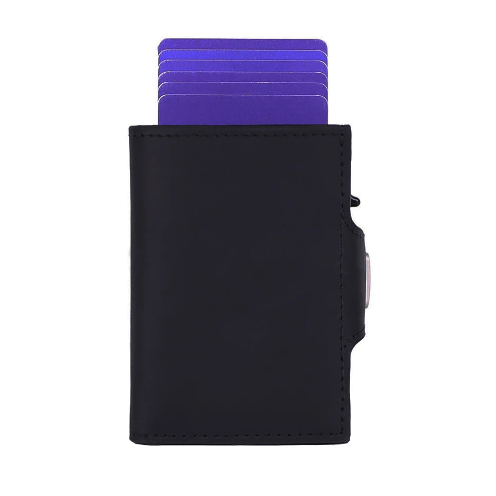 Men's RFID Pop-Up Wallet – Slim Aluminum & Leather Card Holder