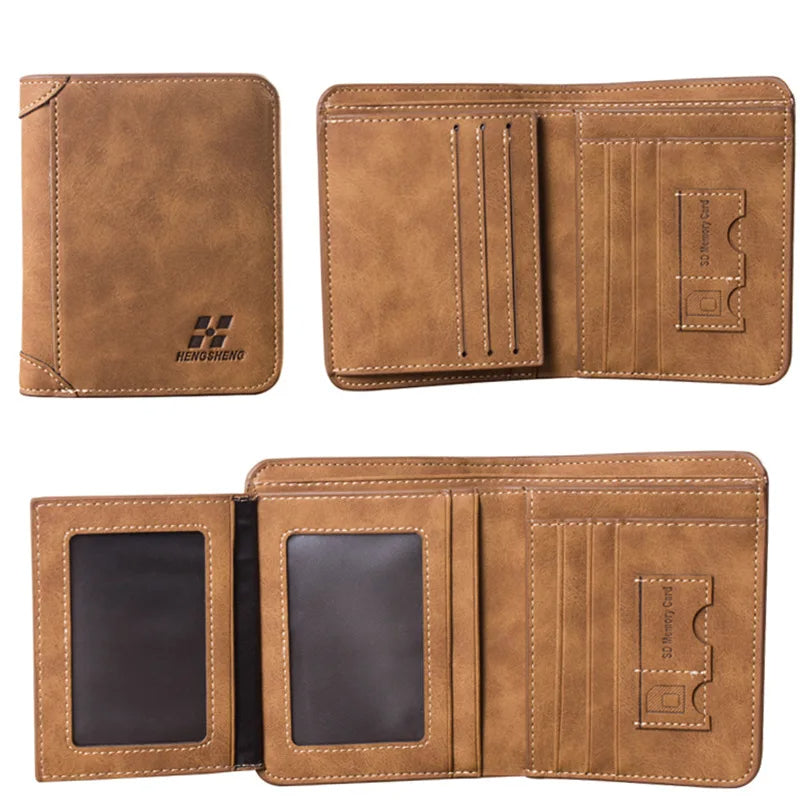 Vintage Leather Wallet For Men – Compact Card & ID Holder