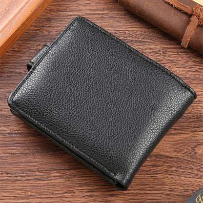 Men’s Vintage Leather Wallet – Zipper & Snap Closure