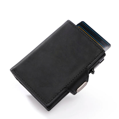 Men's RFID Pop-Up Wallet – Slim Aluminum & Leather Card Holder