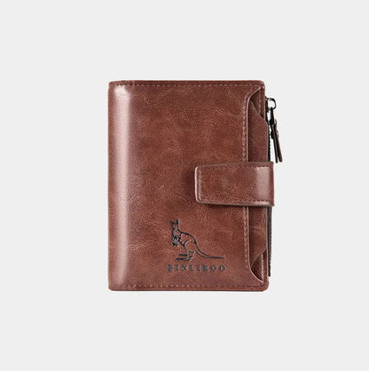 Men’s Leather Wallet – RFID Short Card Holder with Zipper