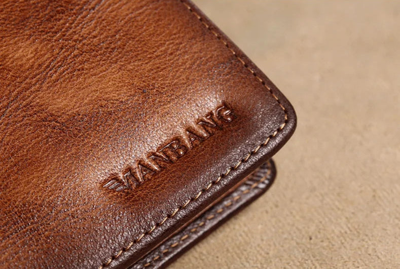 Men's Leather Trifold Wallet – ID Window & Card Holder