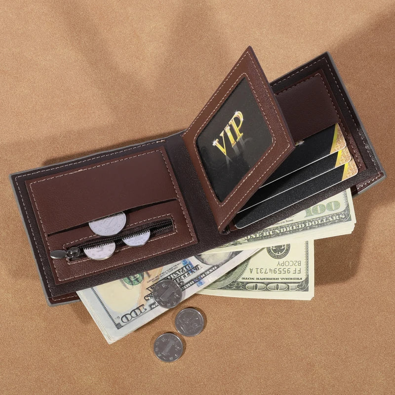 Leather Wallet for Men – Small with Photo & Coin Holder