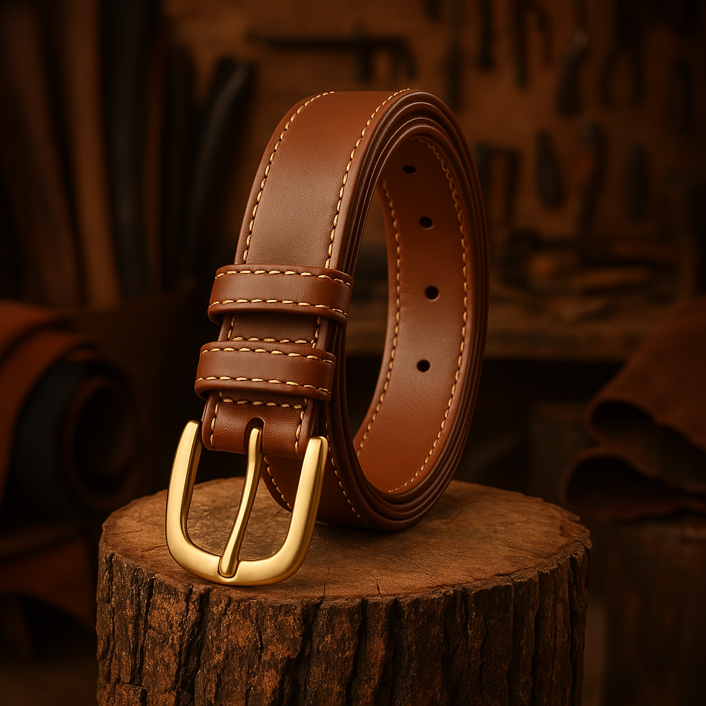 Evelyn`s Ladies Leather Belt Elegant & Narrow | Brown