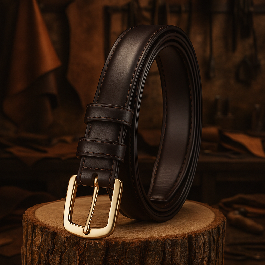 Evelyn`s Ladies Leather Belt Elegant & Narrow | Dark Brown