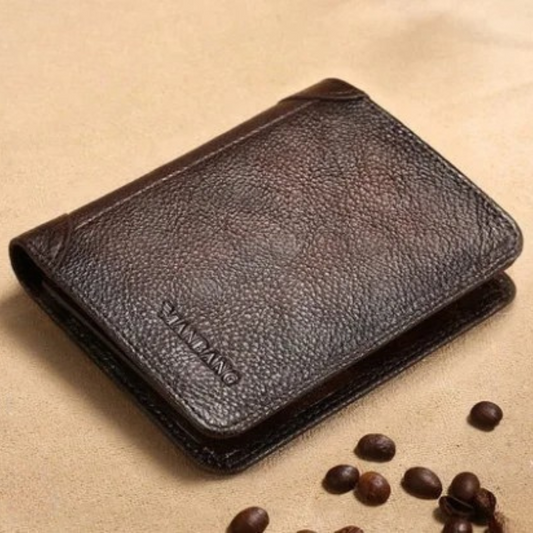 Men's Leather Trifold Wallet – ID Window & Card Holder