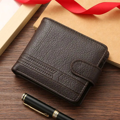 Men's Compact Leather Wallet – Zippered Multi-Card Design